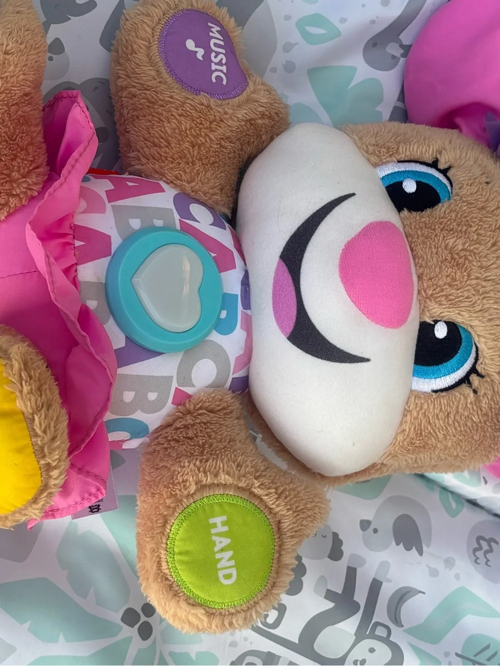 Fisher-Price Brown Plush Learning Puppy with Pink Accents